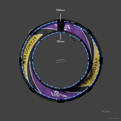 Flywoo FPV halo circle race gate with integrated LED strip and strap loops, 230mm outer and 135mm inner diameter