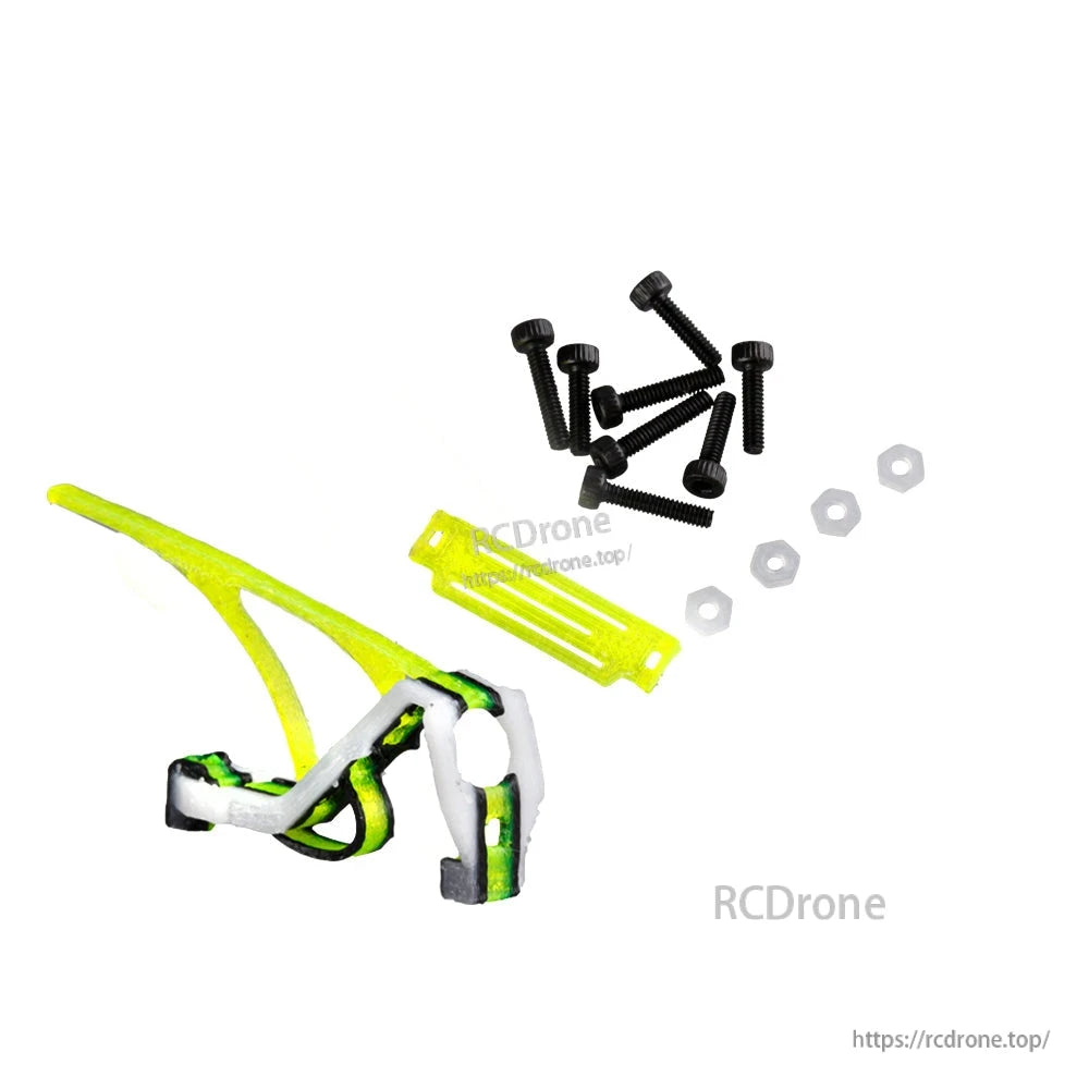 Flywoo Firefly 1S FR Nano Baby Quad 40mm Frame Kit, Flywoo Firefly Nano Baby Quad 40mm frame kit parts with TPU frame pieces, mounting screws, and hex nuts