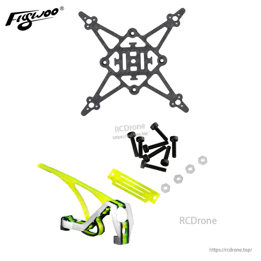 Flywoo Firefly 1S FR Nano Baby Quad 40mm Frame Kit, Flywoo Firefly 1S Nano Baby Quad 40mm frame kit with carbon plate, screws, nuts, and canopy parts
