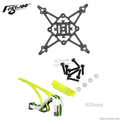 Flywoo Firefly 1S FR Nano Baby Quad 40mm Frame Kit, Flywoo Firefly 1S Nano Baby Quad 40mm frame kit with carbon plate, screws, nuts, and canopy parts