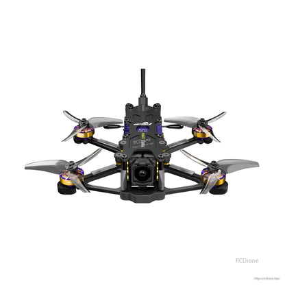 Flywoo Firefly micro FPV drone with compact frame, four tri-blade propellers, front camera, and antenna