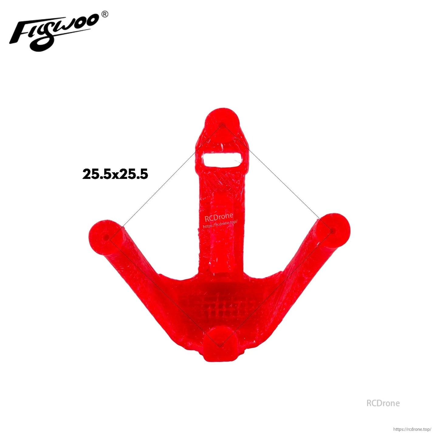 Red TPU canopy mount for Flywoo Firefly Nano Baby 20, with 25.5x25.5 mm mounting pattern and camera opening