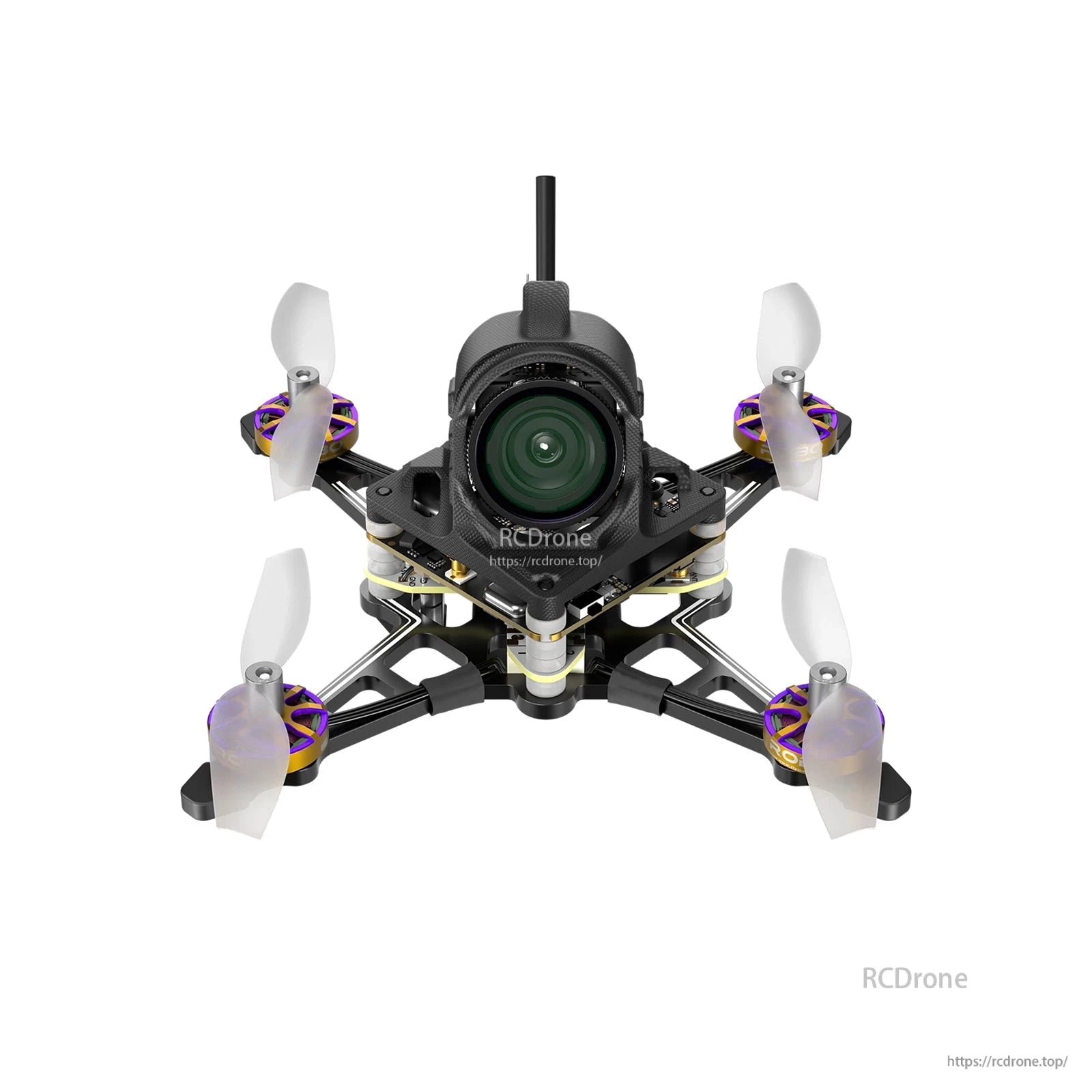 Flywoo Firefly18 Nano Baby V3 tiny FPV drone with front camera pod, top antenna, and four propellers