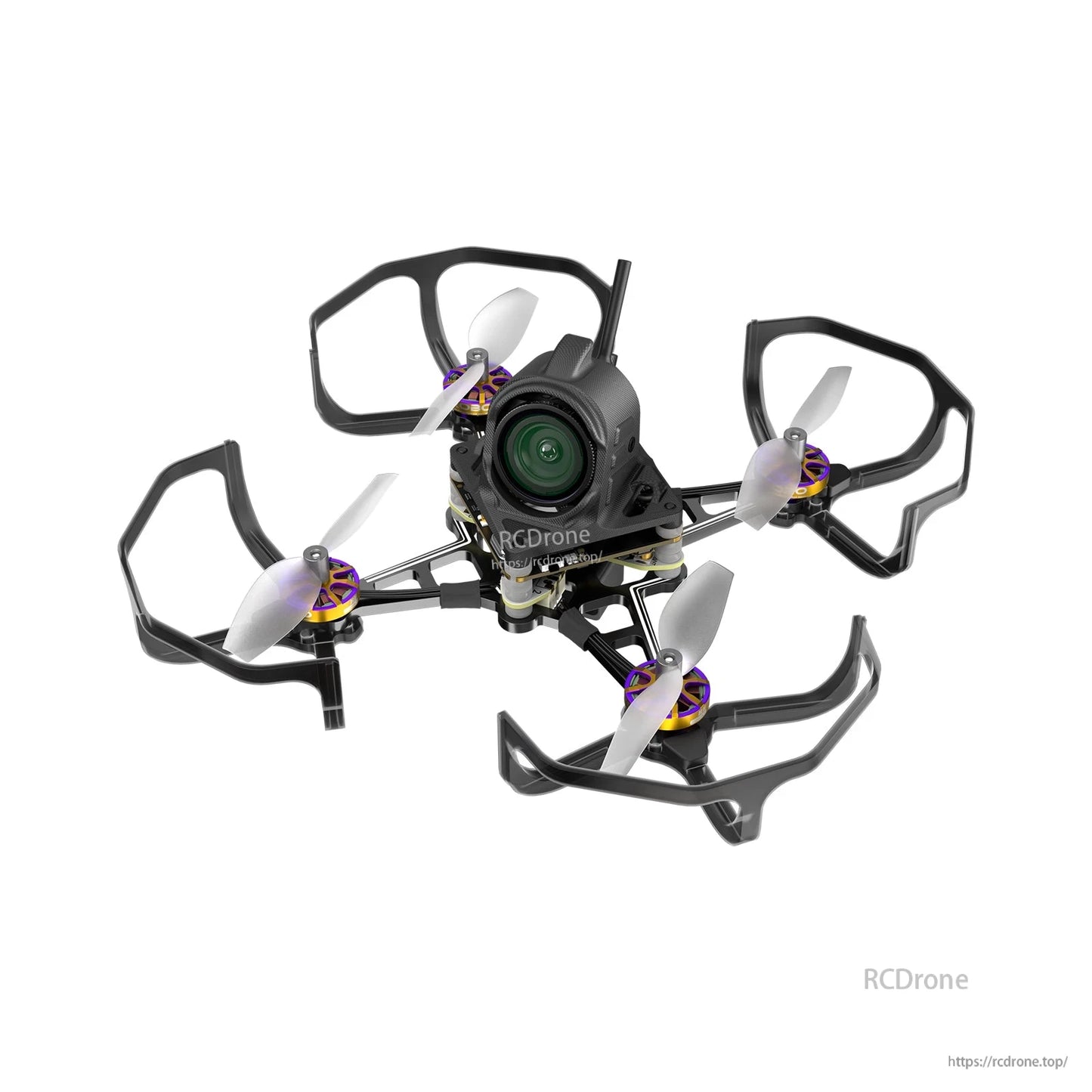 Flywoo Firefly18 nano FPV quadcopter with prop guards, four small propellers, and front camera with antenna