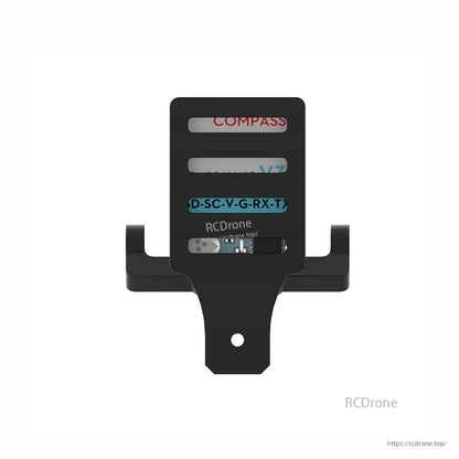 Flywoo FlyLens 75/85 GM10 Nano GPS, Flywoo GM10 Nano GPS module mount with labeled pads for compass and UART wiring (RX/TX, G, V)