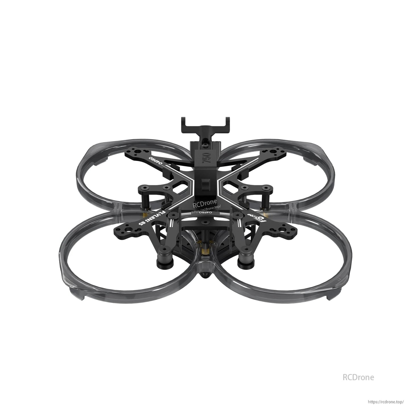 Flywoo FlyLens 85 2-inch whoop drone frame kit with translucent duct rings and black top plate mounts
