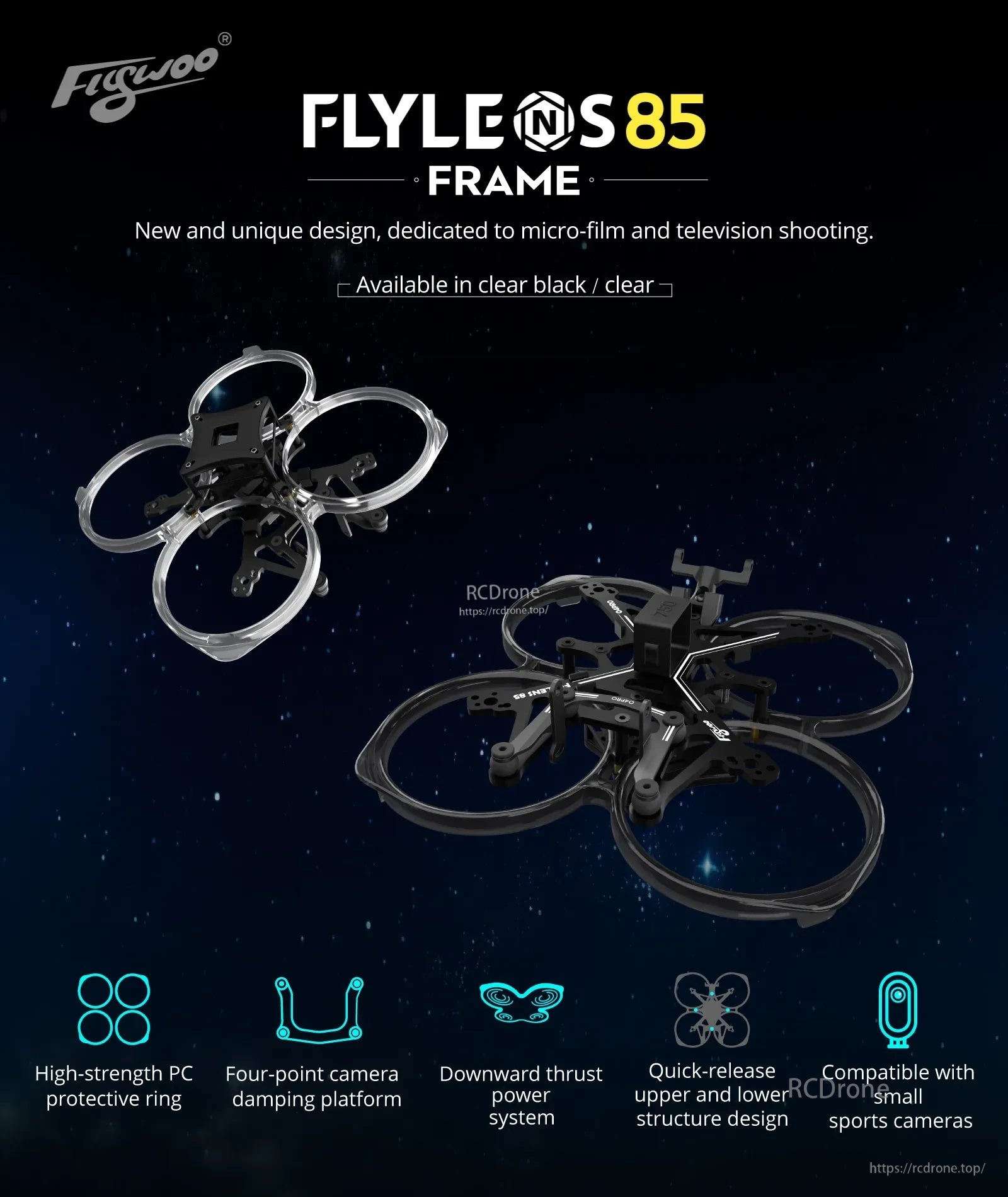 Flywoo FlyLens 85 Frame kit（O3ite \ O4 \ O4PRO ）