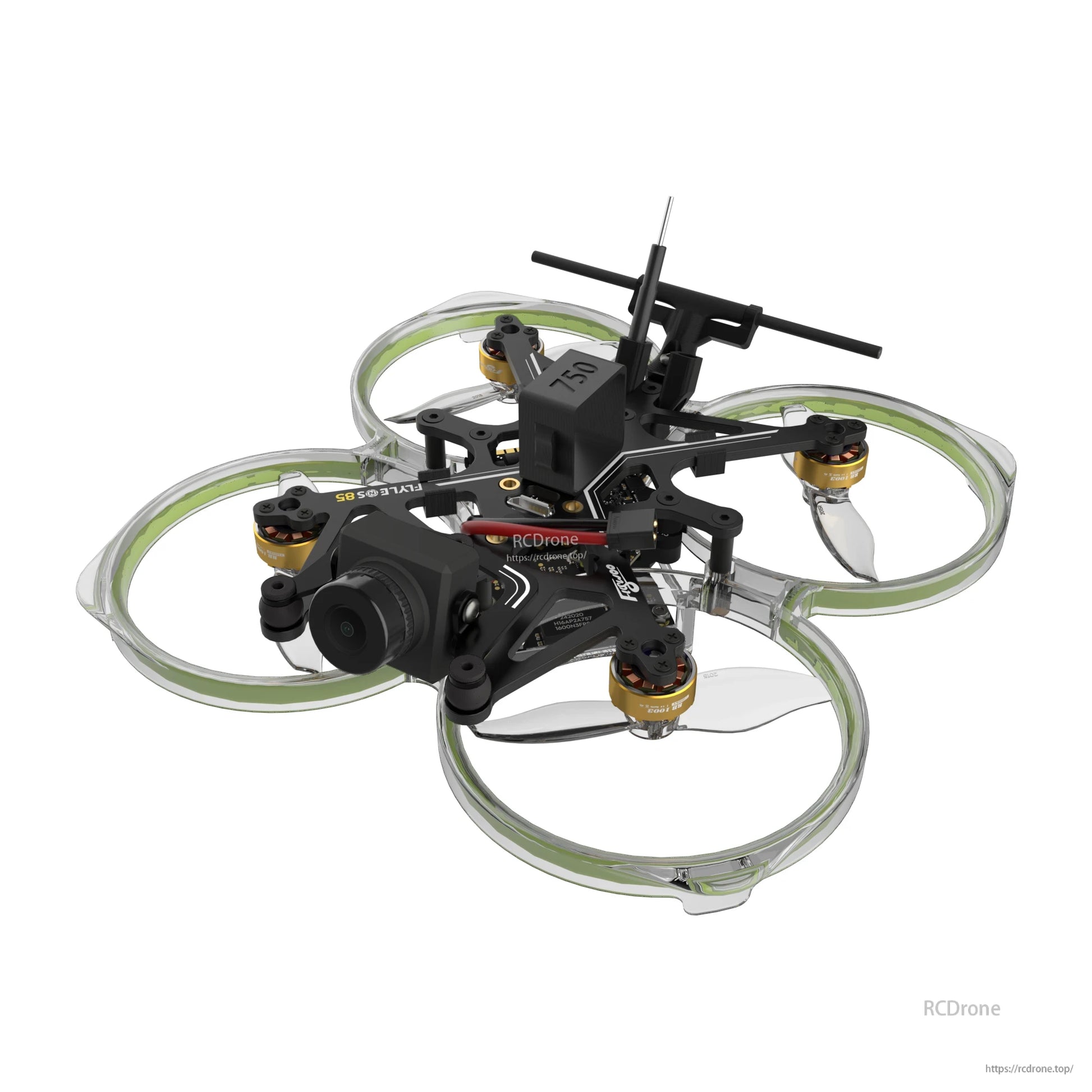 Flywoo FlyLens 85 HD 2S brushless whoop FPV drone with ducted prop guards, front camera, and antenna