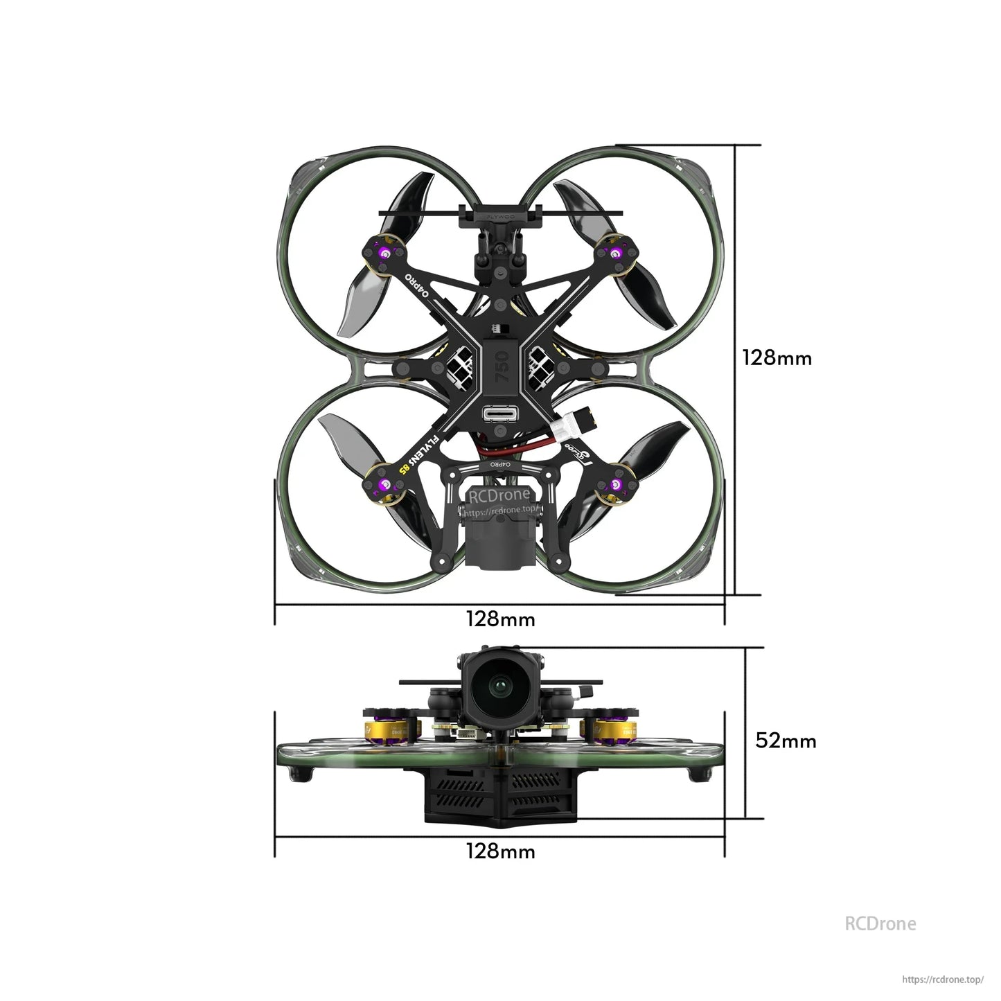 Flywoo Flylens 85 HD O4 PRO 2S LED Whoop FPV Drone V1.3 con DJI O4 Pro Air Unit, GOKU F405 AIO