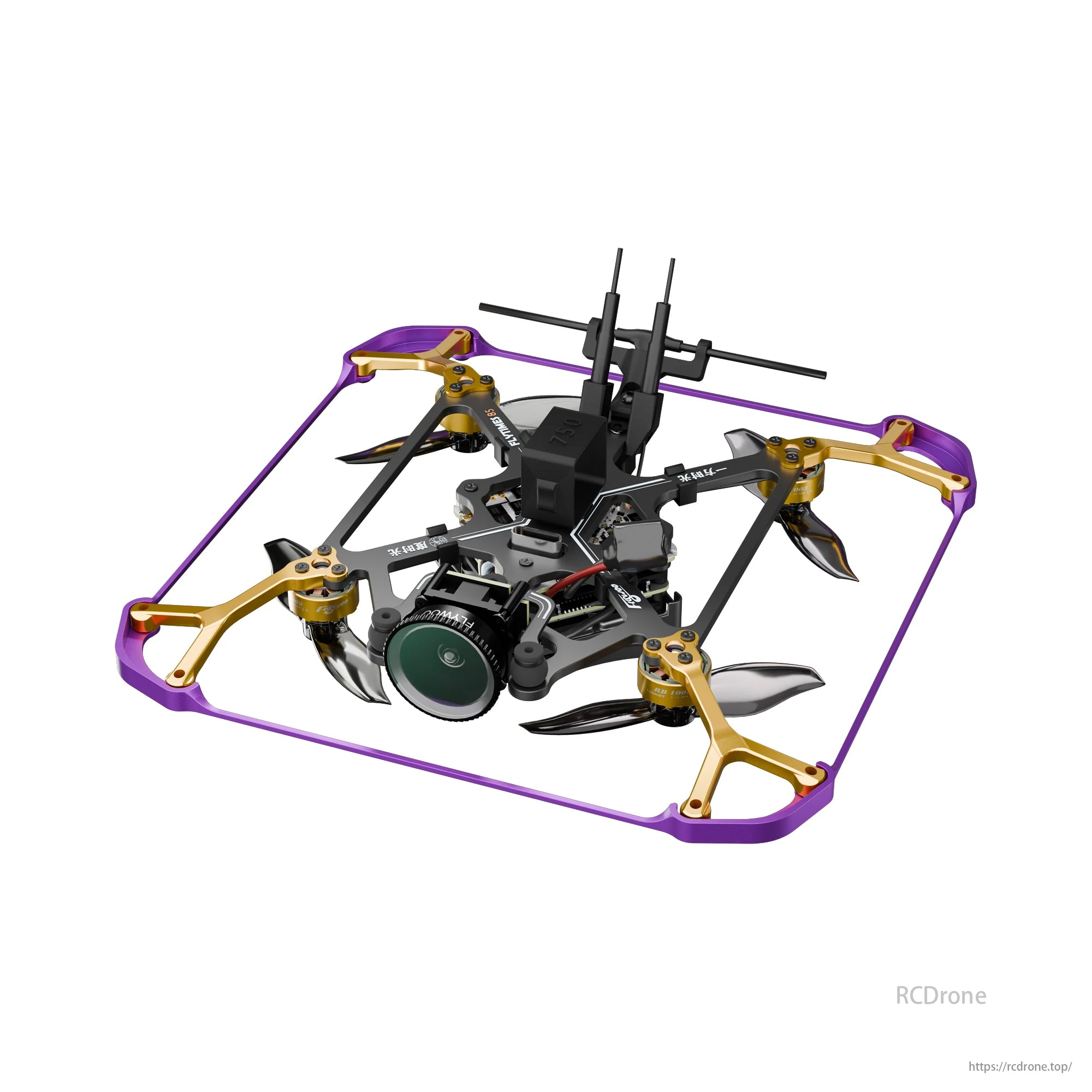 Flywoo Flytimes 85 Cinewhoop, Unique Y-shaped aluminum alloy bracket and TPU prop guard provide structural integrity and eliminate prop wash.