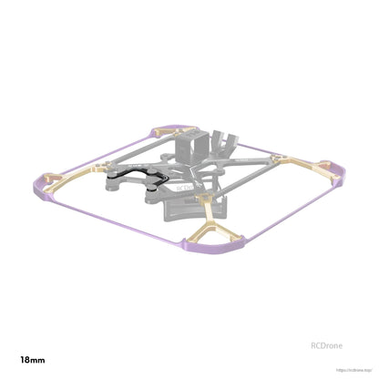Flywoo Flytimes 85 micro drone frame with purple TPU prop guards, gold braces, and 18mm mount spacing