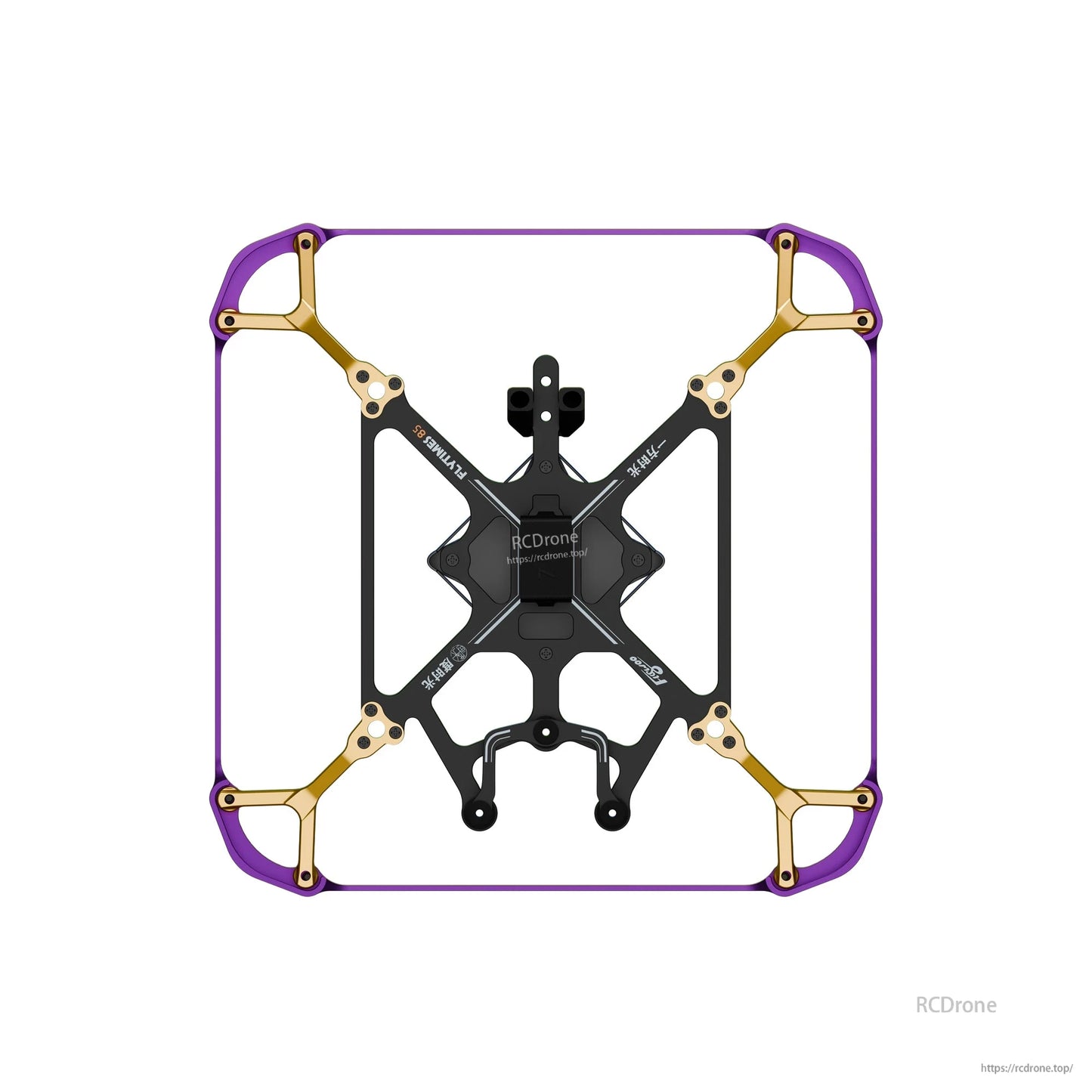 Flywoo Flytimes 85 2-inch micro drone frame kit with purple TPU prop guards and carbon center plate