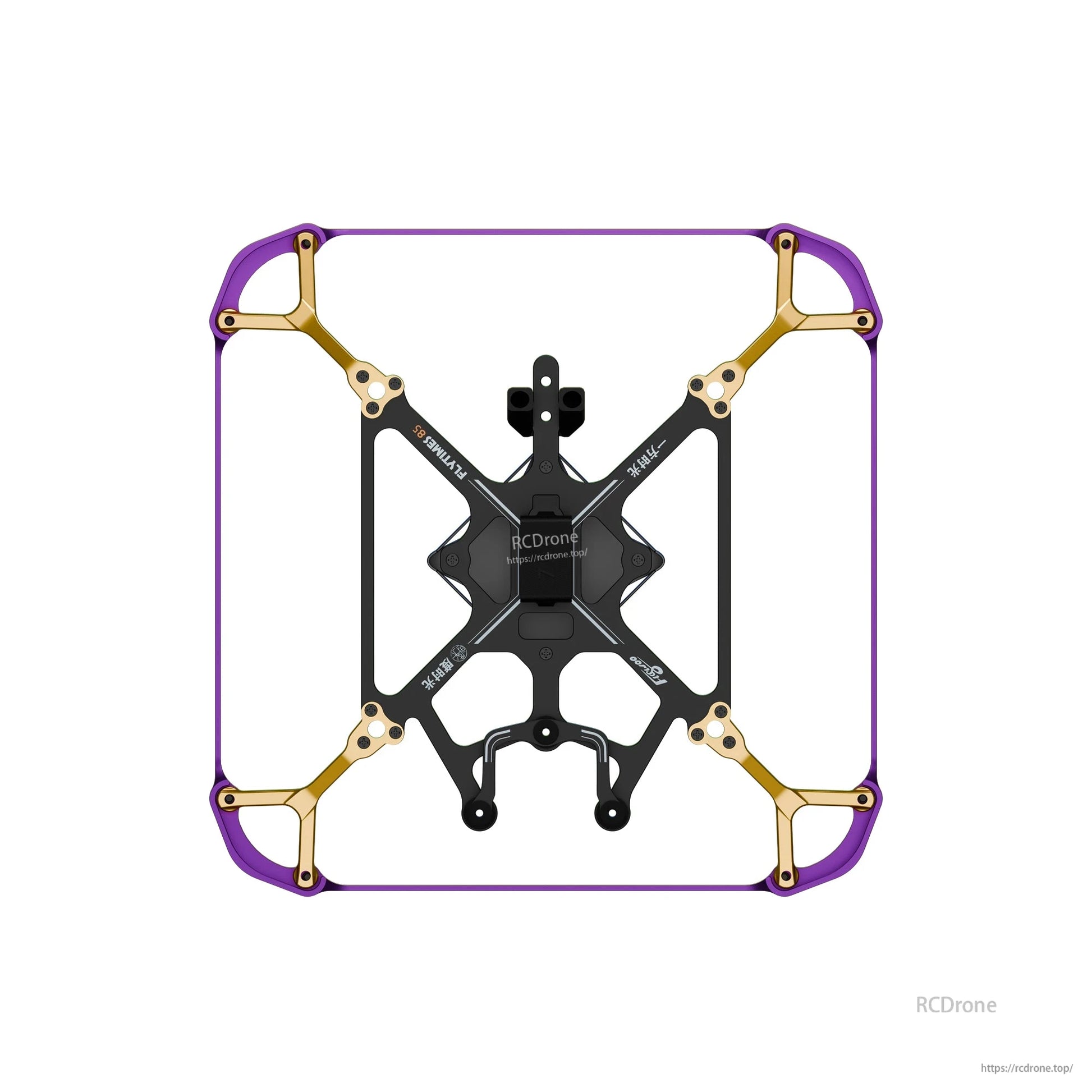 Flywoo Flytimes 85 2-inch micro drone frame kit with purple TPU prop guards and carbon center plate