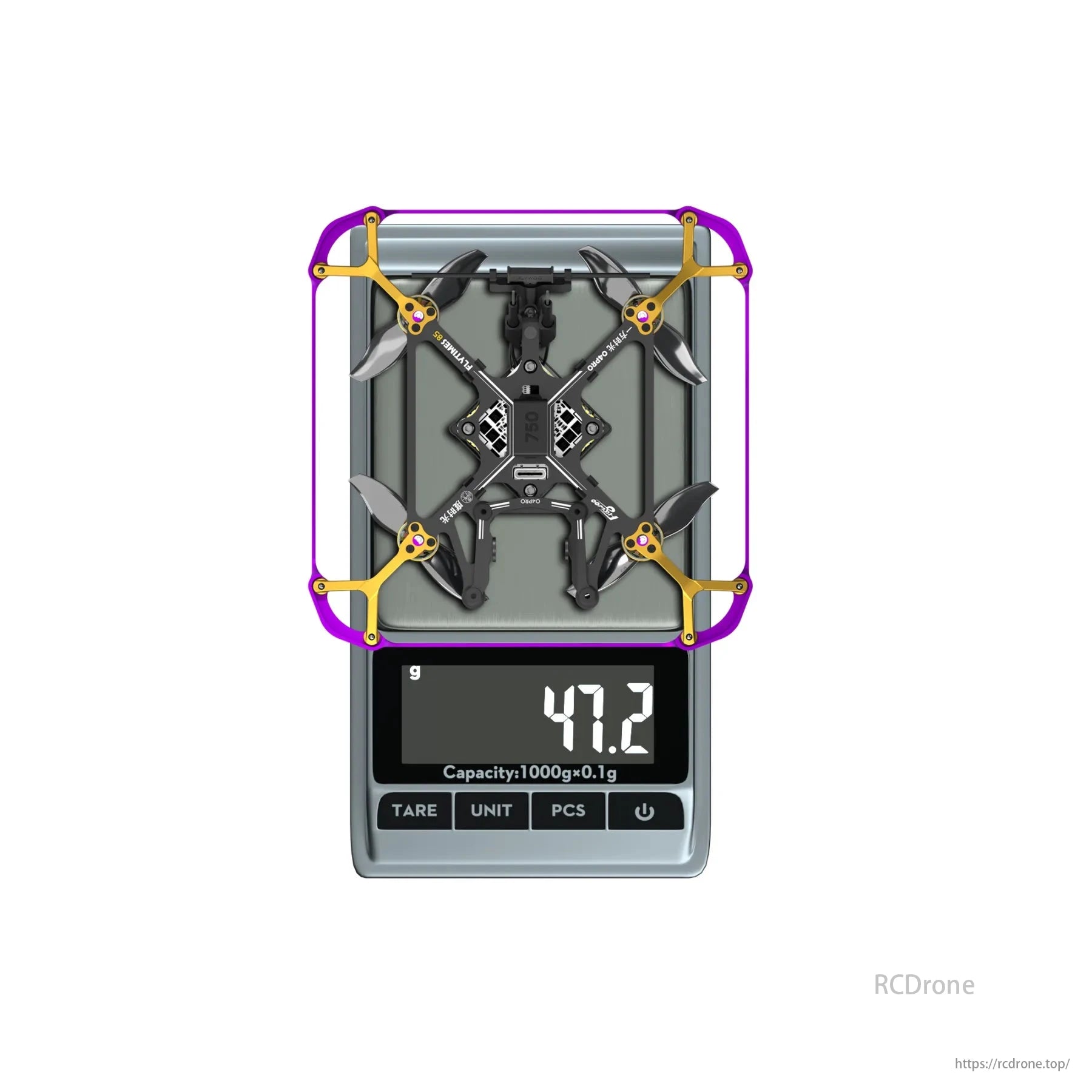 The Flywoo Flytimes 85 HD O4 Pro 2-Inch 2S Micro Cinewhoop FPV Drone weighs 47.2 grams.