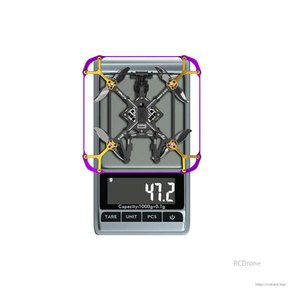 The Flywoo Flytimes 85 HD O4 Pro 2-Inch 2S Micro Cinewhoop FPV Drone weighs 47.2 grams.