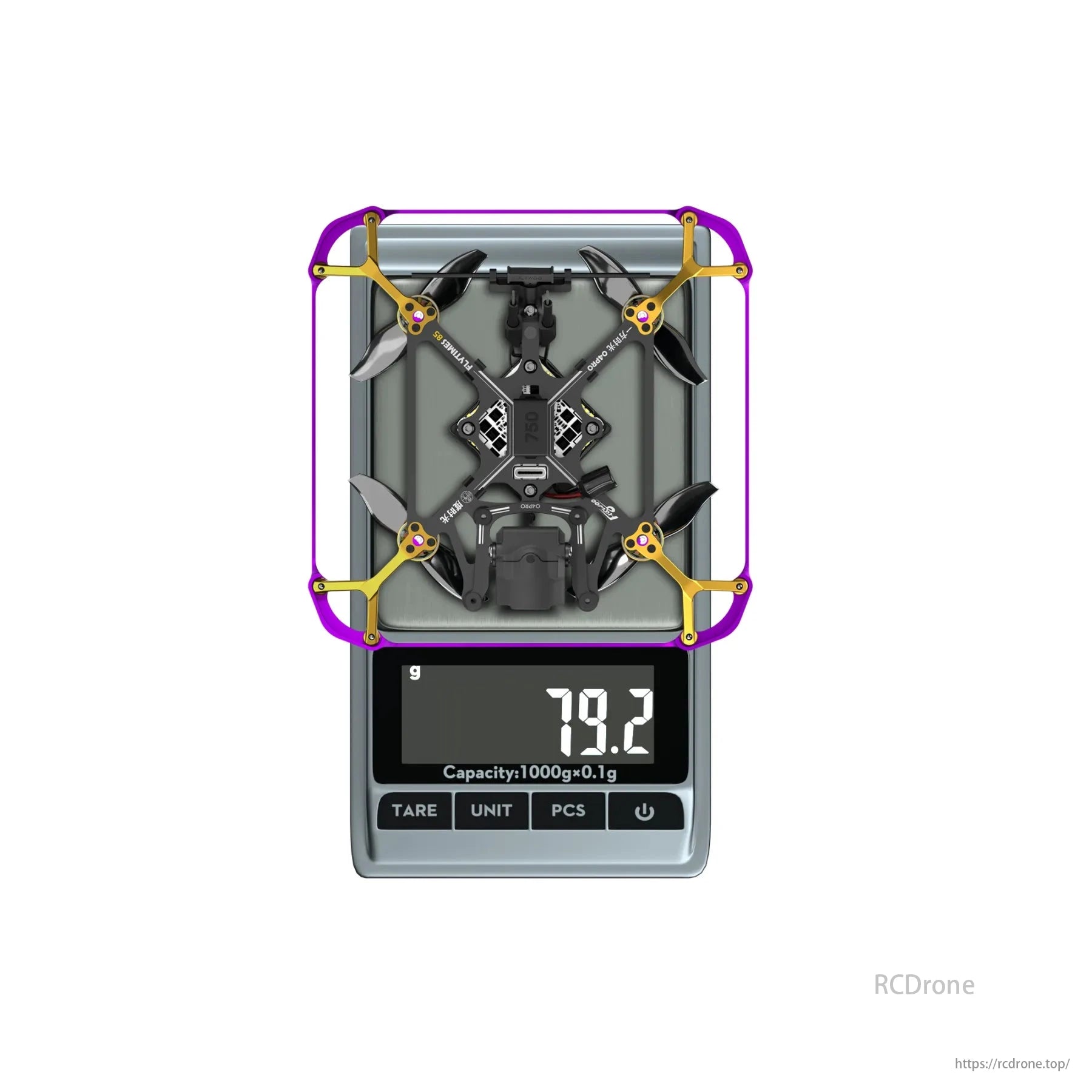 The Flywoo Flytimes 85 HD O4 Pro 2-Inch 2S Micro Cinewhoop FPV Drone weighs 79.2 grams.