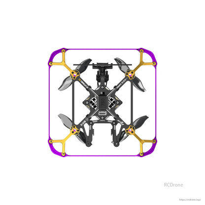Flywoo Flytimes 85 HD O4 Pro, a 2-inch 2S micro cinewhoop FPV drone with DJI O4 Pro Air Unit, sports a purple frame and gold arms.