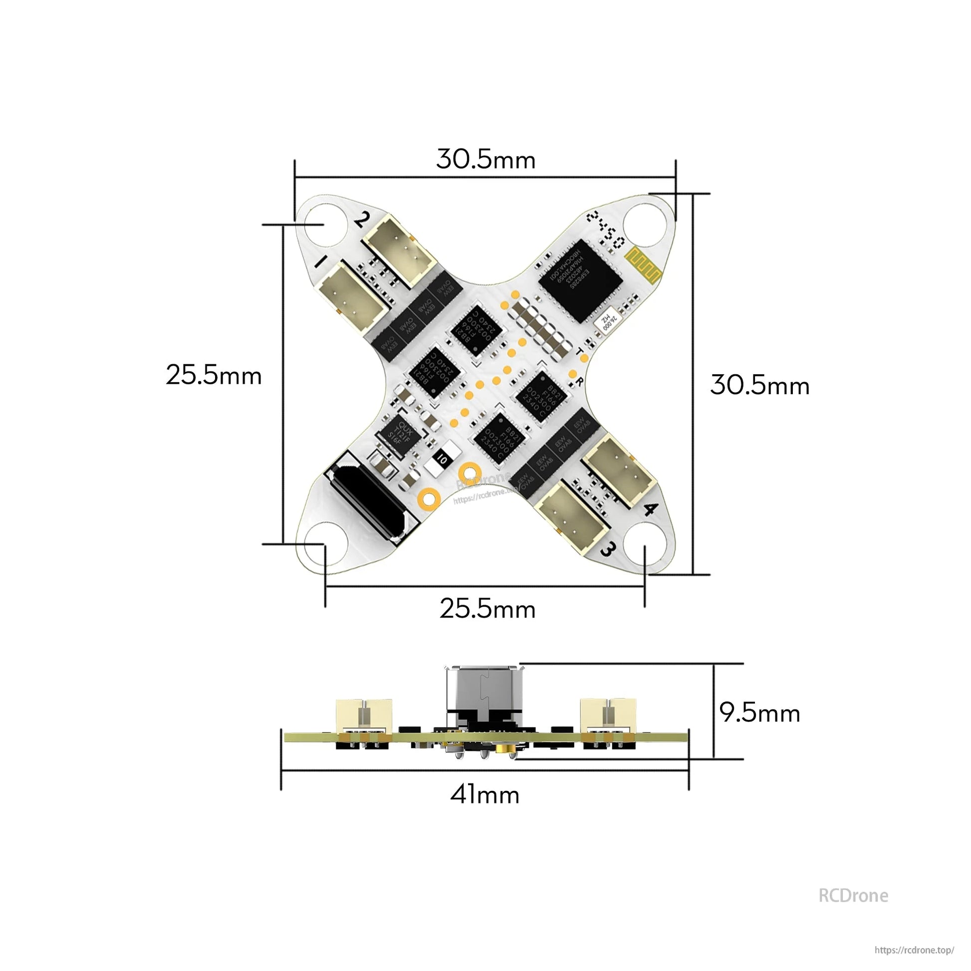 Flywoo GOKU F405 HD 1S 5A AIO flight controller/ESC board with 25.5x25.5mm mounting and 9.5mm height