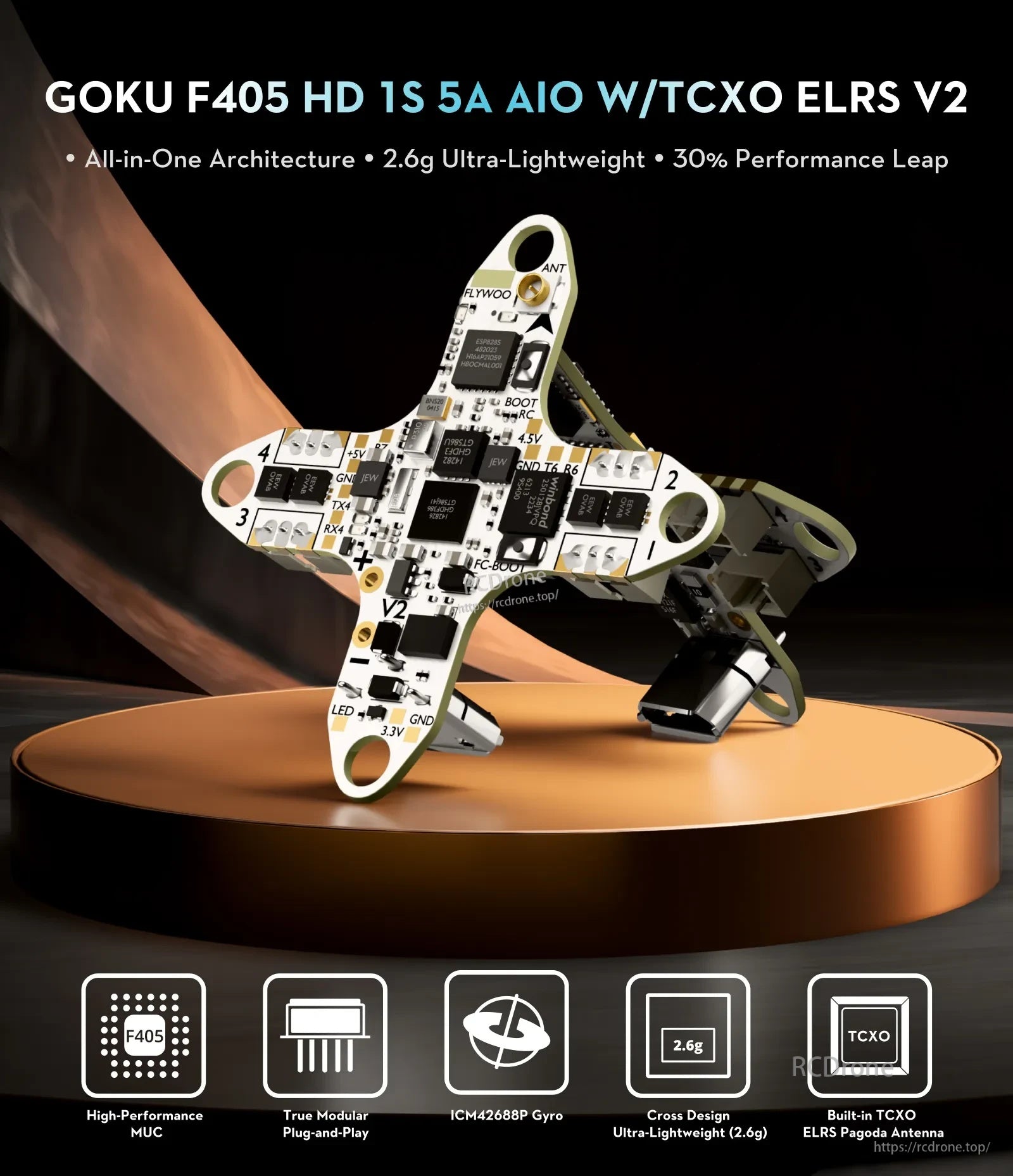 Flywoo GOKU F405 HD 1S 5A ELRS AIO V2.0 For DJI O4 / walksnail / HDZero