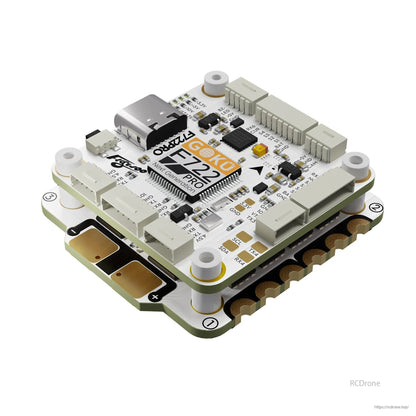 Flywoo GOKU F722 Pro V2 30x30 flight controller stack with USB-C port, labeled connectors, and 4-in-1 ESC