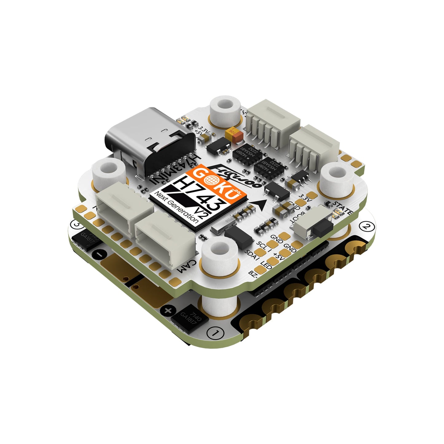 Flywoo GOKU H743 PRO Mini Contrôleur de Vol & 45A 4en1 ESC Stack 20x20 Plug&Play pour O4/O4 Pro