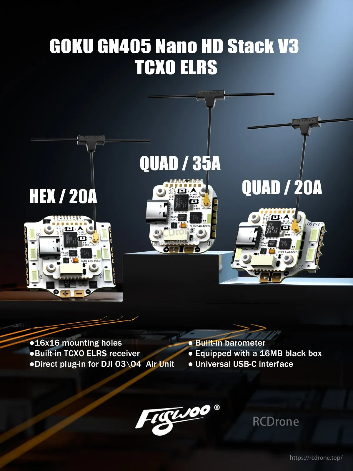 Flywoo GOKU HEX GN405 Nano HD 20A Stack V3 W/ TXCO ELRS 2.4g Plug&Play O4 / O4 Pro
