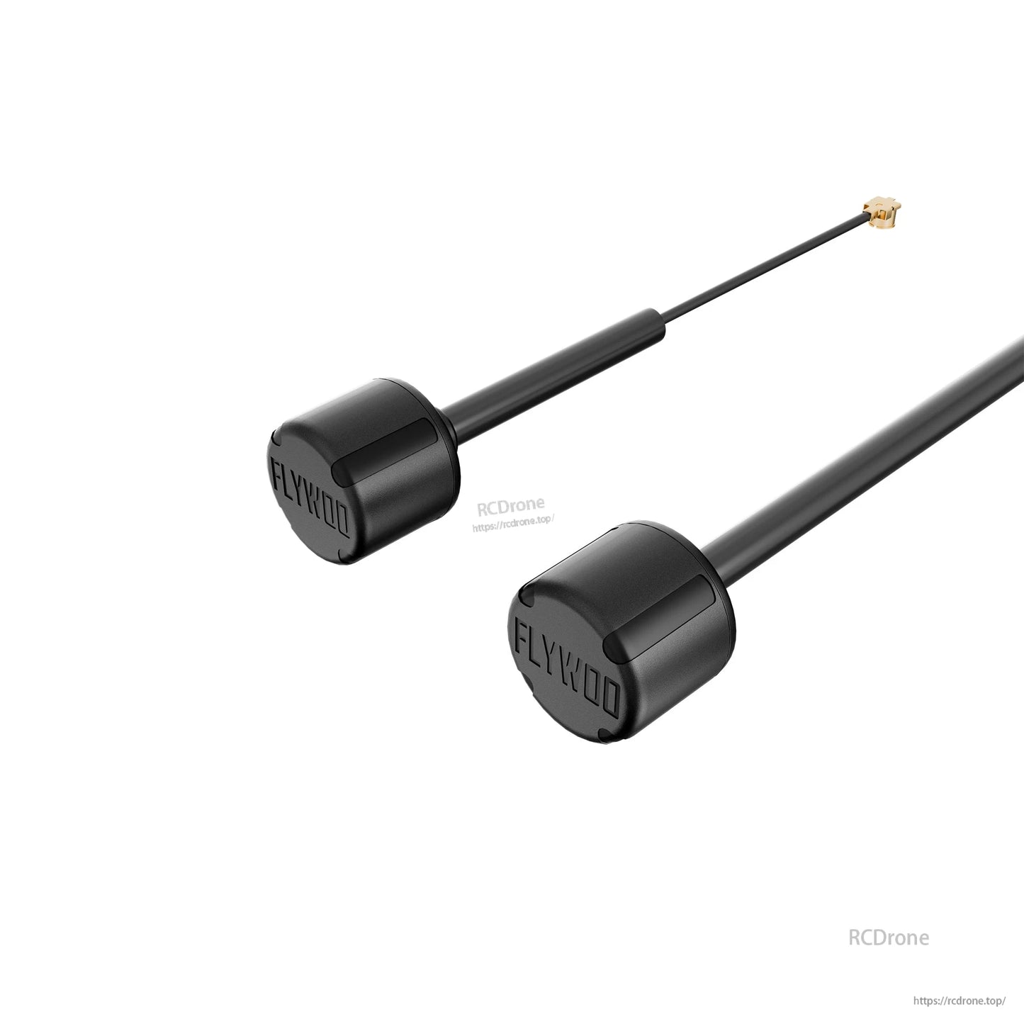 Flywoo LDS 5.8GHz FPV Antenna, Flywoo 5.8GHz FPV LHCP antenna with black housing, long coax lead, and u.FL connector