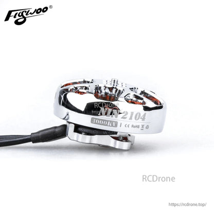 Flywoo NIN 2104 Ultralight FPV Motor, Flywoo NIN 2104 ultralight FPV brushless motor in silver, side view with 8000KV label and power leads