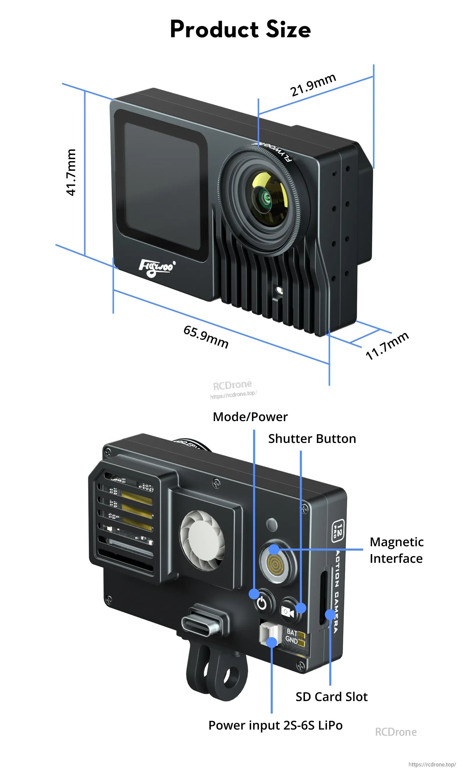 Flywoo Naked Gopro Action Camera V2 GP9 / GP10 / GP11 / GP12 / GP13 Pro