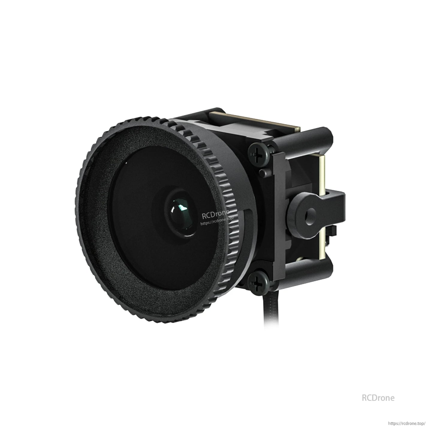 Flywoo Naked O3 upgrade case housing with wide-angle camera lens, knurled ring, and side mounting bracket
