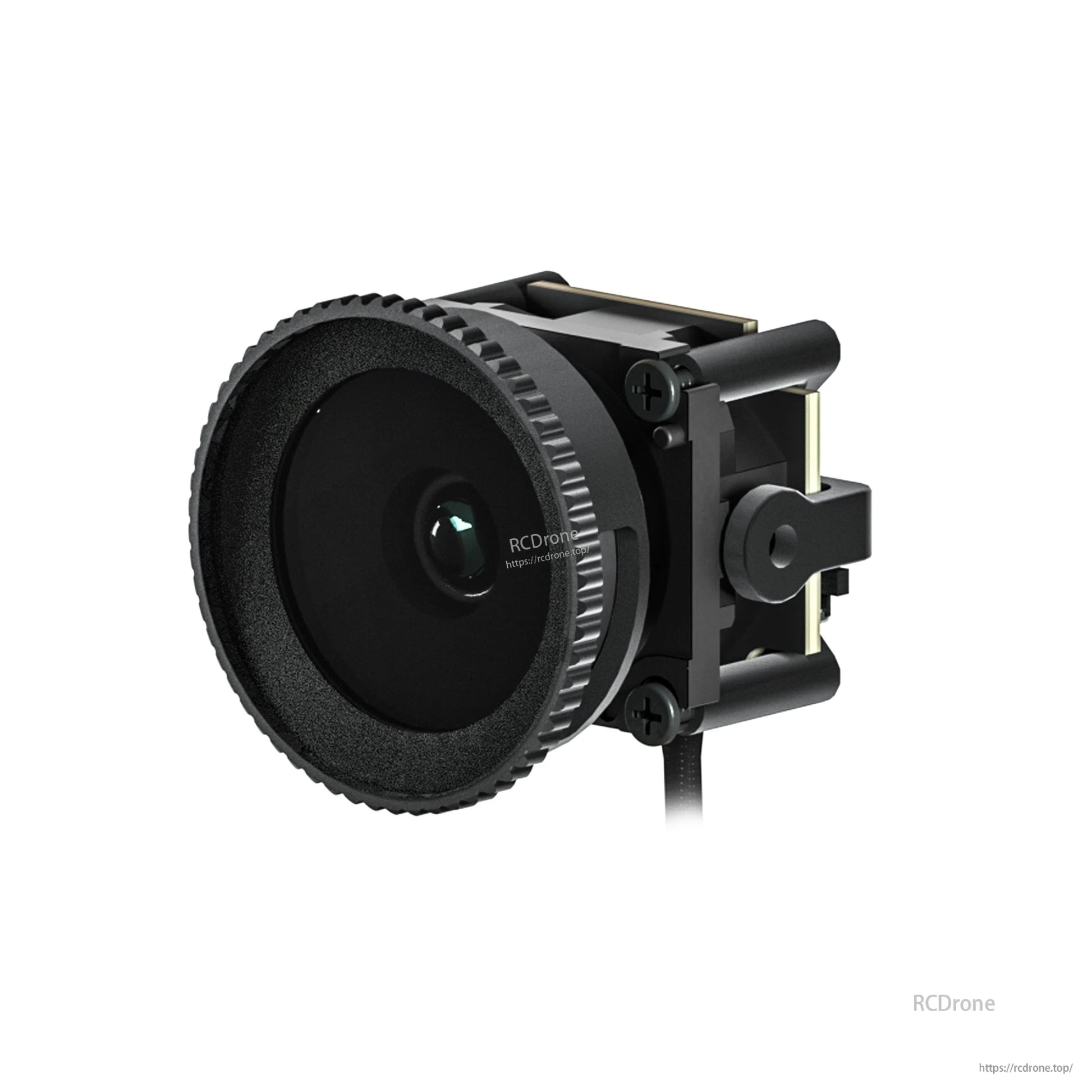 Flywoo Naked O3 upgrade case housing with wide-angle camera lens, knurled ring, and side mounting bracket