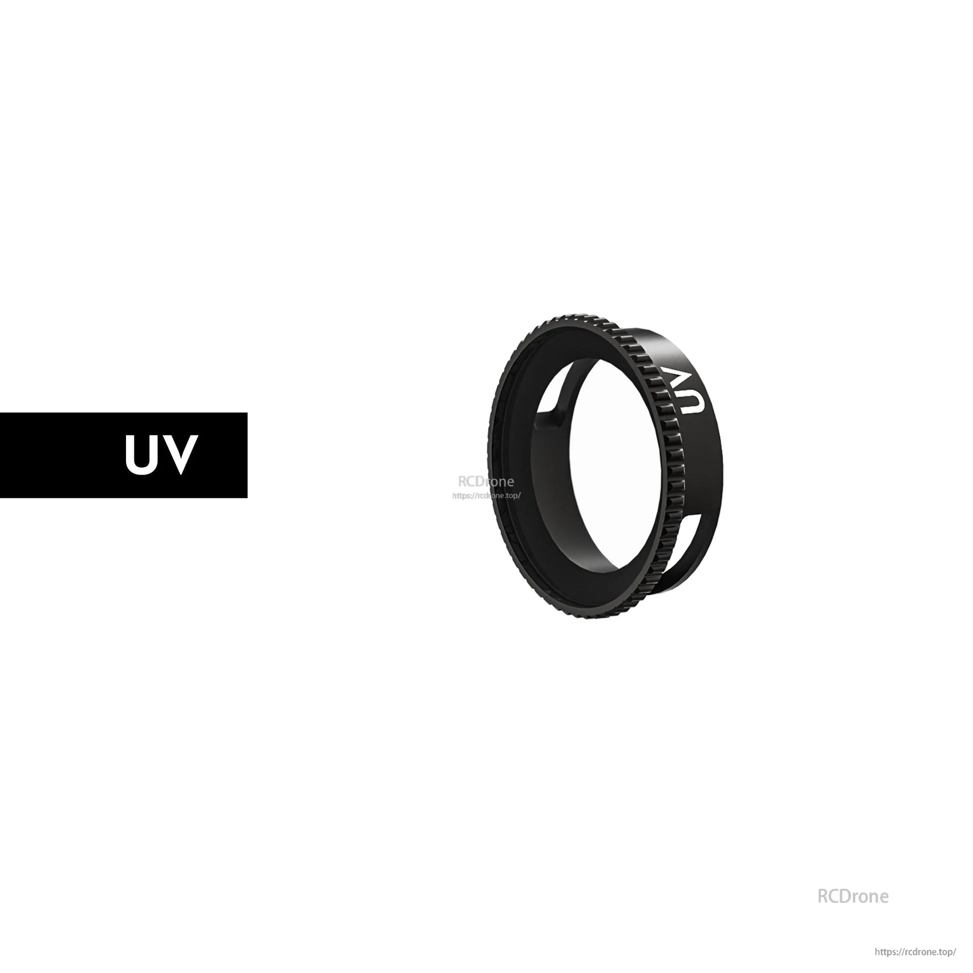 Black UV lens filter ring for Flywoo Naked O3 upgrade case, with knurled edge and cutout grips
