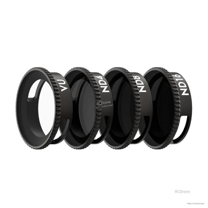 Flywoo Naked O3 Upgrade Case, Flywoo Naked O3 ND filter set with black lens rings labeled UV, ND4, ND8 and ND16