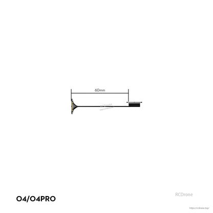 Flywoo O4 Air Unit Cooling CNC Kit, Side view of O4/O4 Pro drone air unit antenna with 60mm length measurement and mounting base