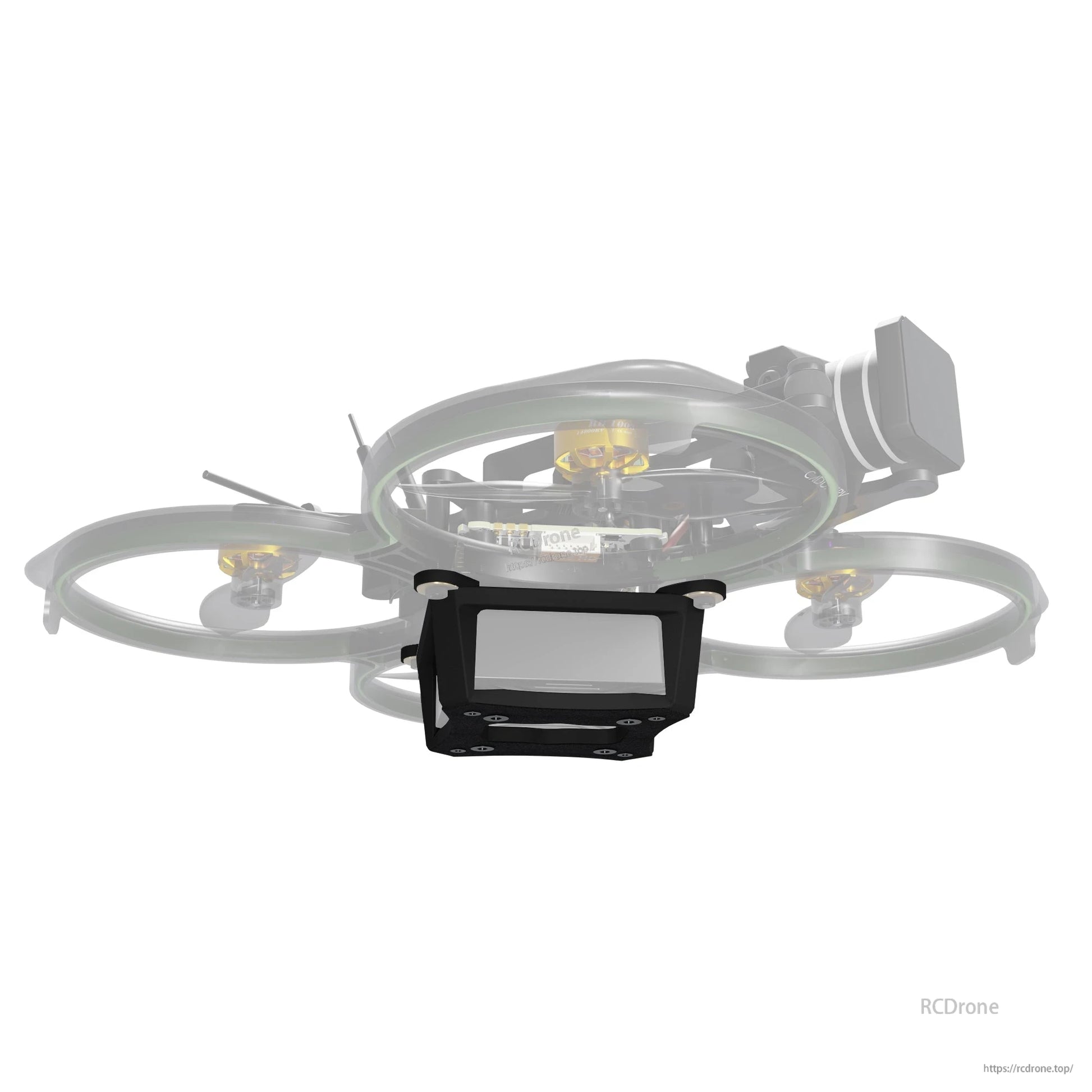 Flywoo O4 air unit cooling CNC mount kit installed under a FlyLens 75/85 cinewhoop FPV frame