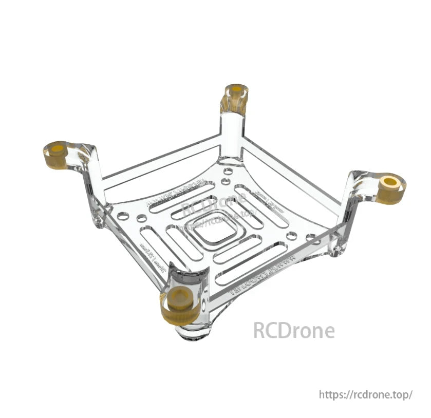 Flywoo CNC aluminum cooling mount plate for O4 Air Unit, with four corner standoffs and cutout slots