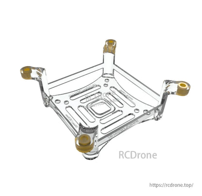Flywoo CNC aluminum cooling mount plate for O4 Air Unit, with four corner standoffs and cutout slots