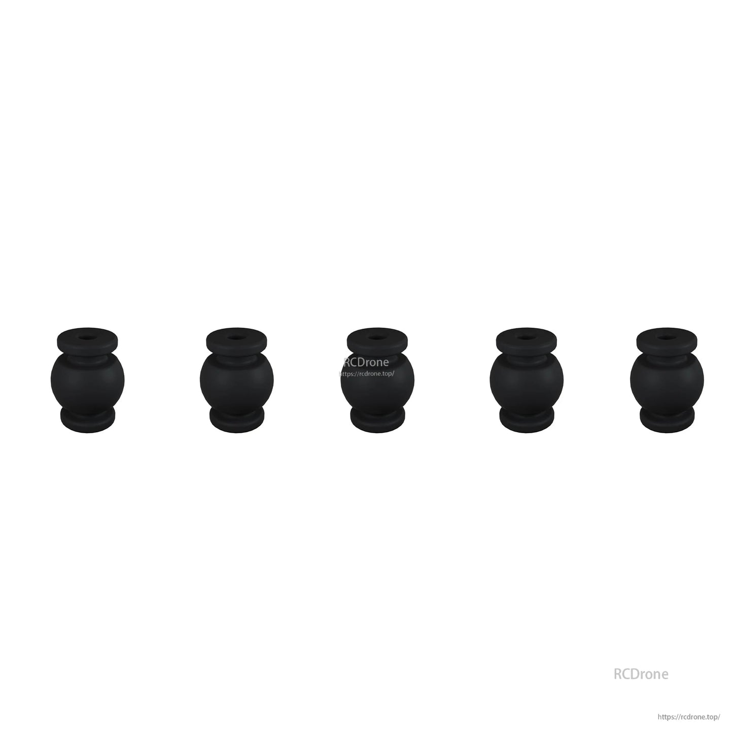 Set of five black rubber vibration dampers grommets for FPV drone frame mounting hardware