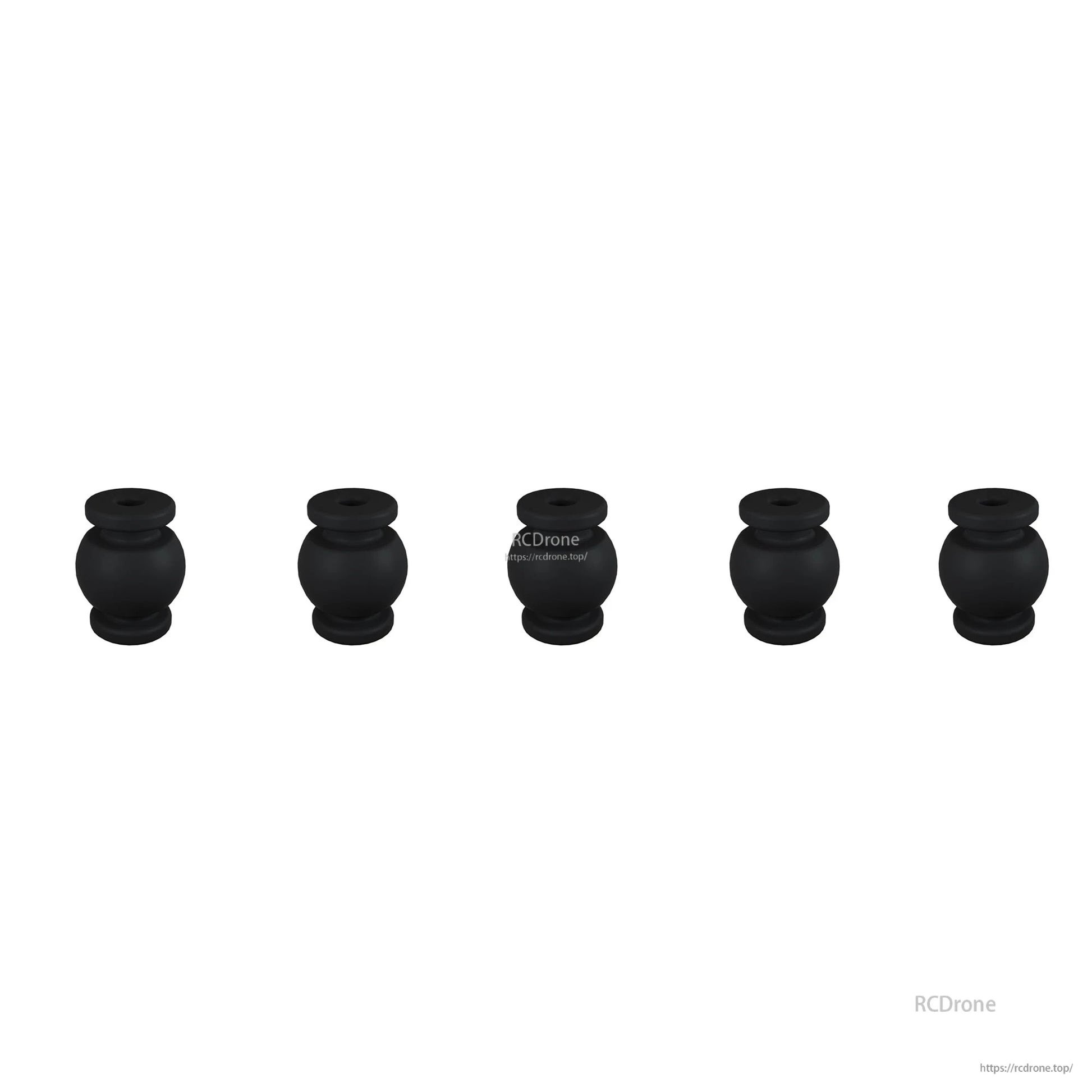 Set of five black rubber vibration dampers grommets for FPV drone frame mounting hardware