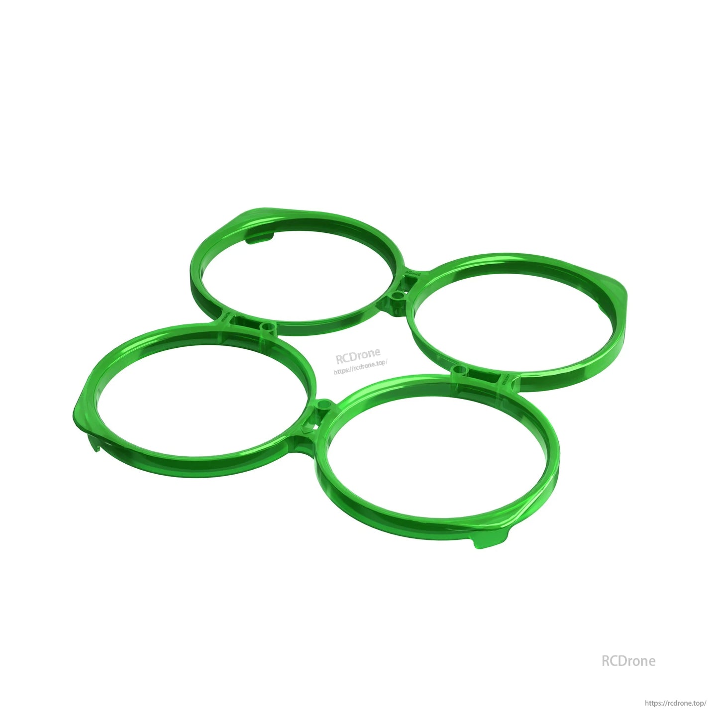 Green translucent quadcopter ducted prop guard frame piece with four connected circular rings for Flywoo FlyLens builds