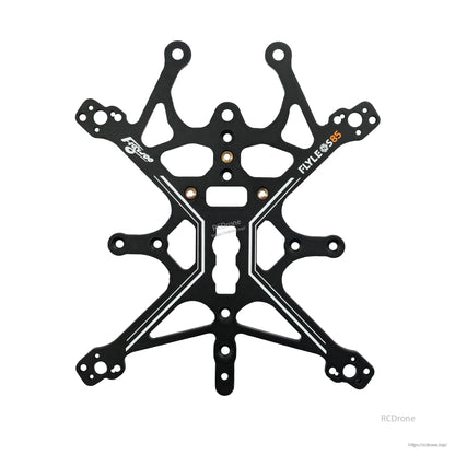 Flywoo FLYLENS85 black CNC frame plate with multiple mounting holes and cutouts for FPV build