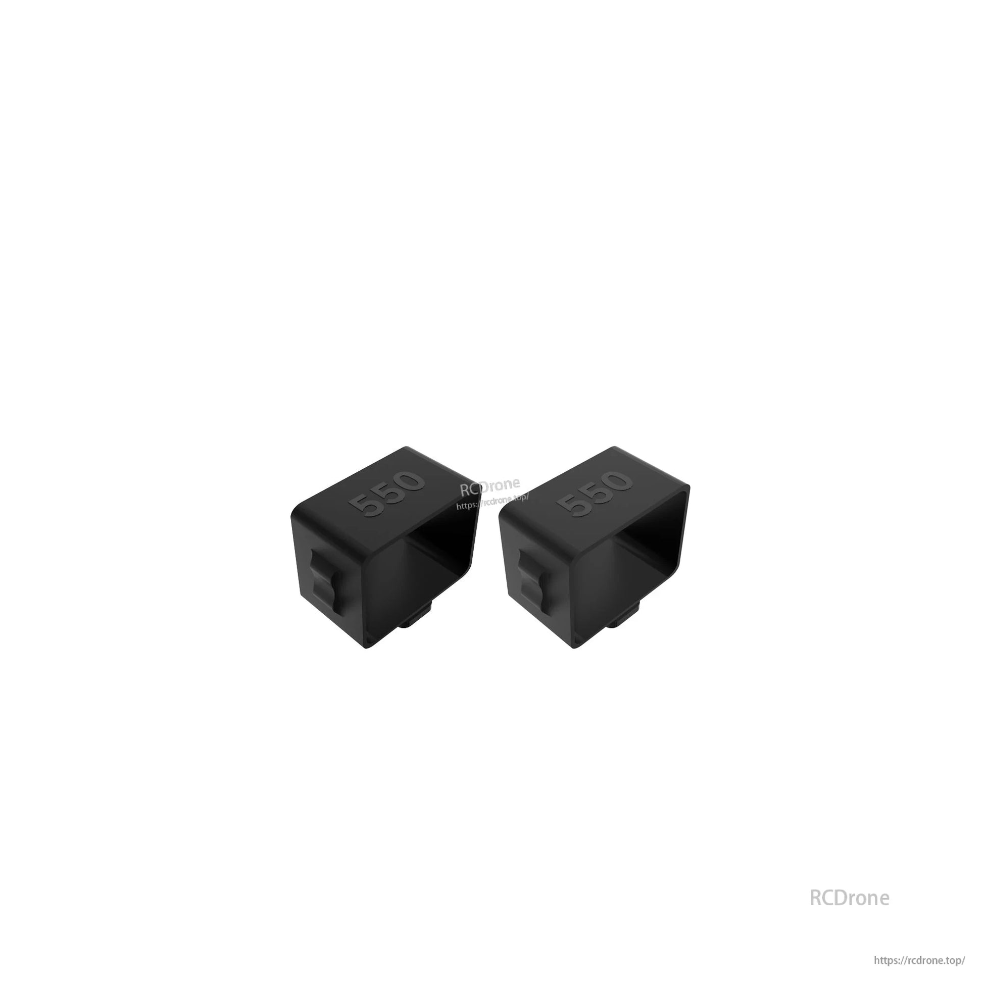 Pair of black FPV air unit cooling ducts marked “550”, replacement frame parts for Flywoo FlyLens 75/85 builds