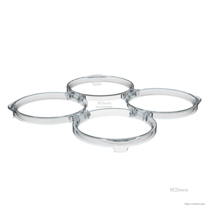 Clear plastic quadcopter frame part with four connected circular prop guard rings for Flywoo FlyLens 75/85