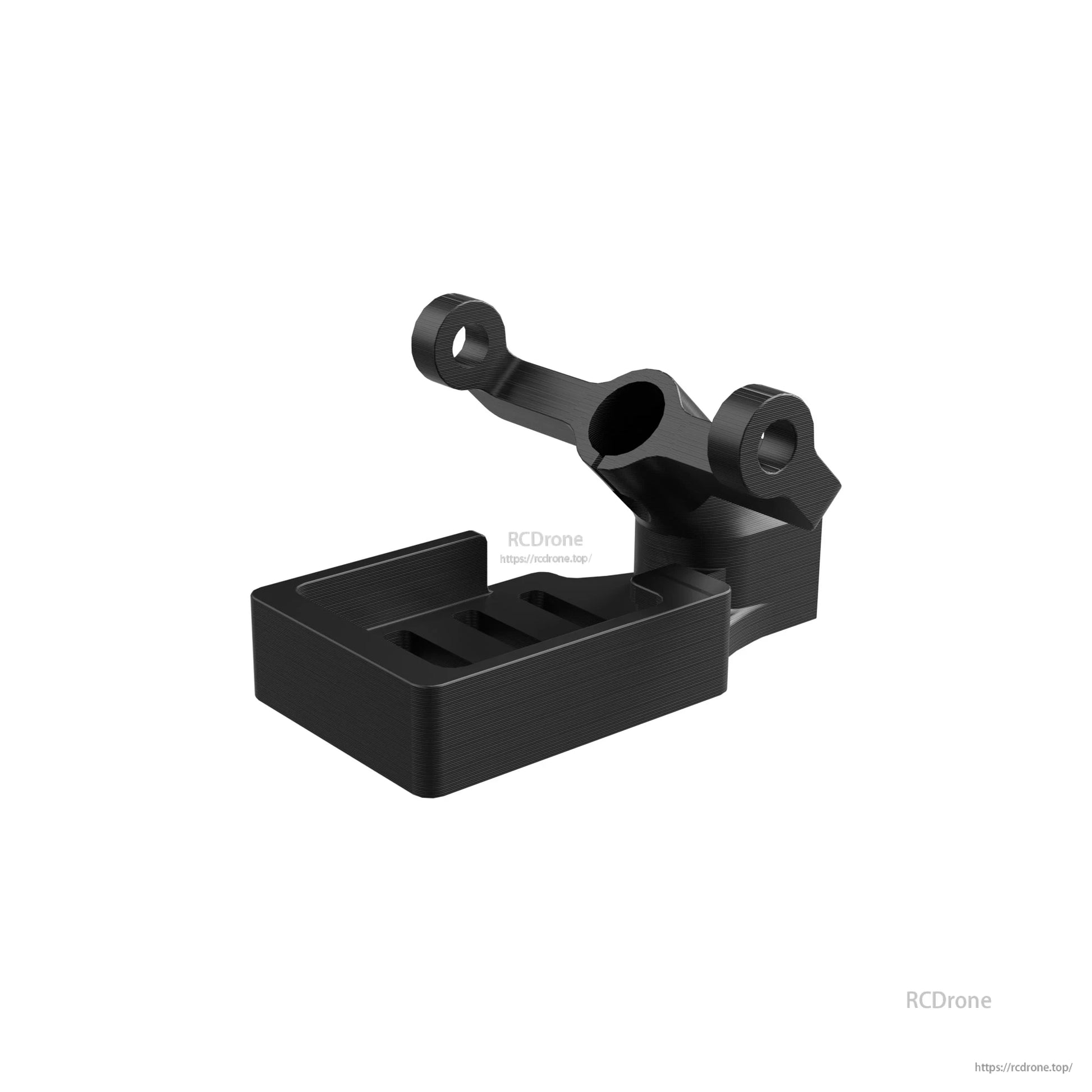 Black CNC aluminum mount bracket kit for Flywoo O4 air unit, with raised platform and dual screw tabs
