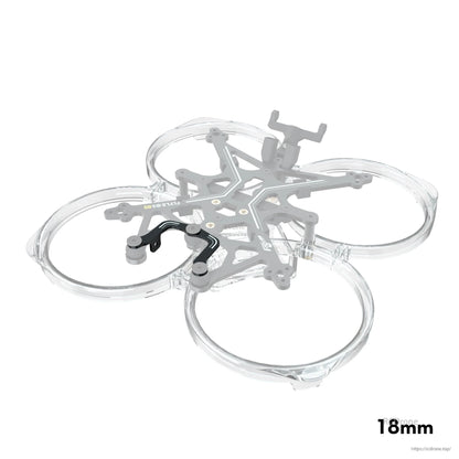 Flywoo FlyLens whoop frame with clear prop guards and black CNC mounting bracket, 18mm spacing