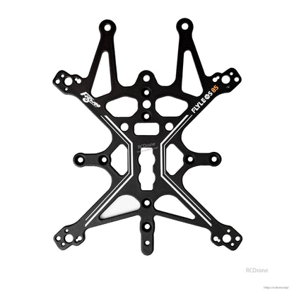 Flywoo FlyLens 85 black carbon fiber drone frame plate with multiple mounting holes and cutouts