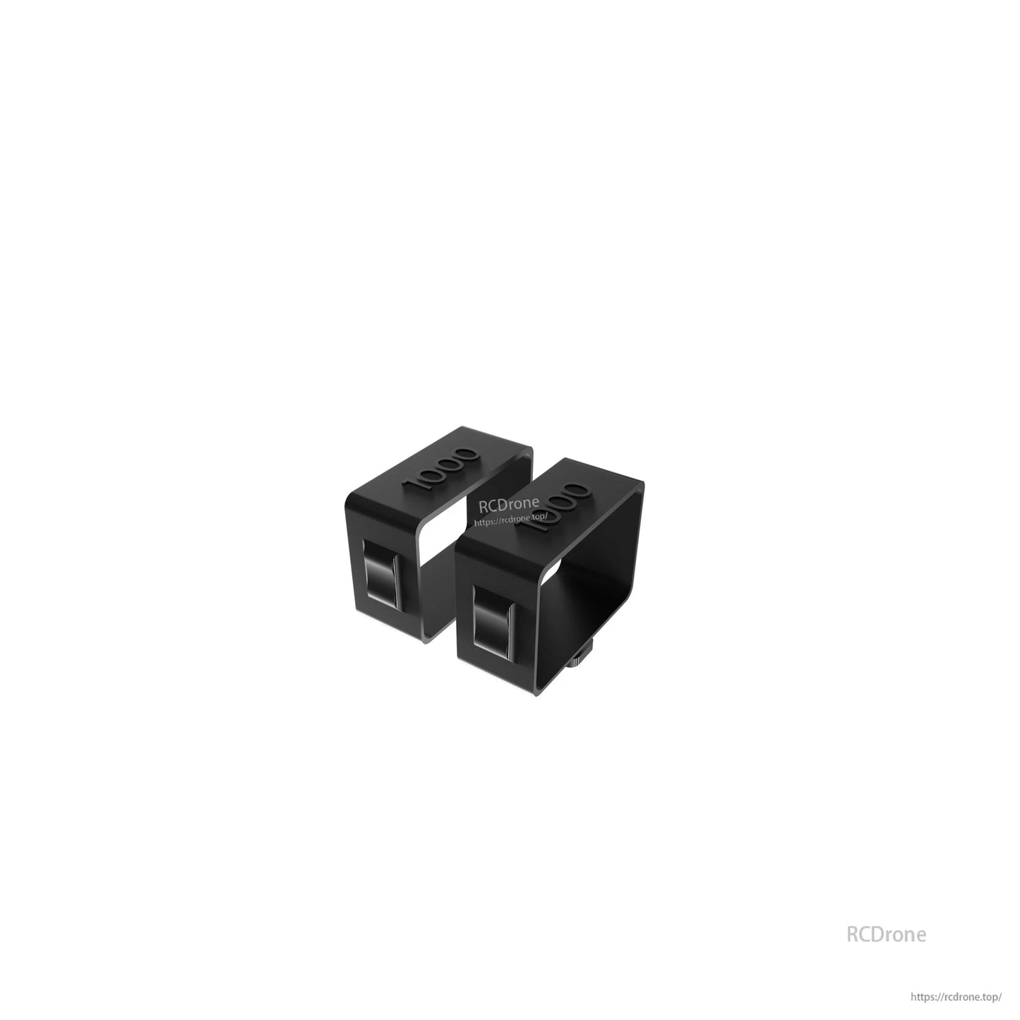Flywoo O4 Air Unit CNC cooling kit, two black machined blocks with mounting holes and square cutouts