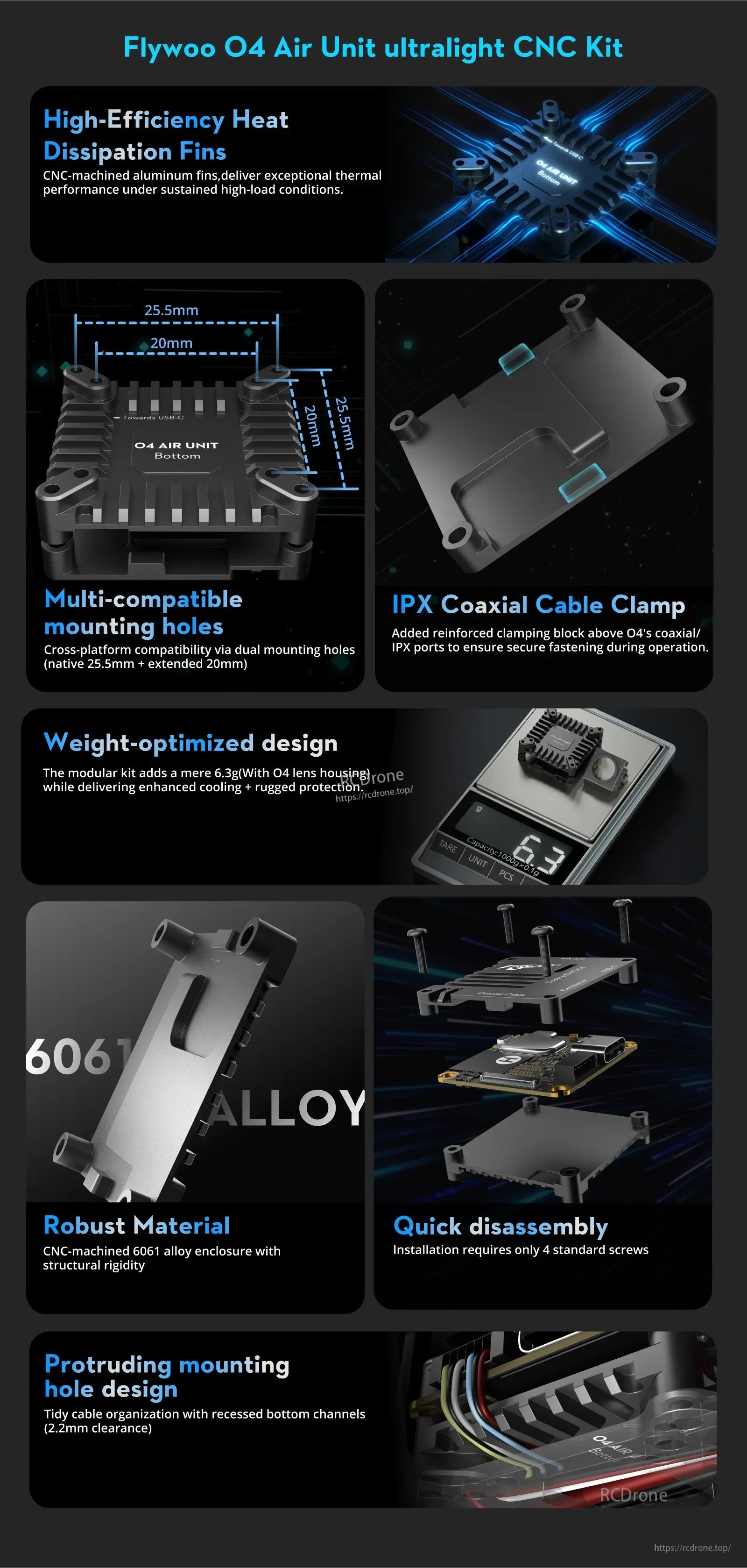 Flywoo O4 Air Unit Cooling CNC Kit