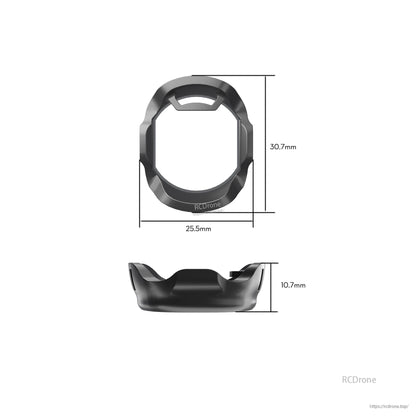 Flywoo O4 Pro camera TPU protector cover with cutout front ring, 30.7mm tall x 25.5mm wide, 10.7mm deep