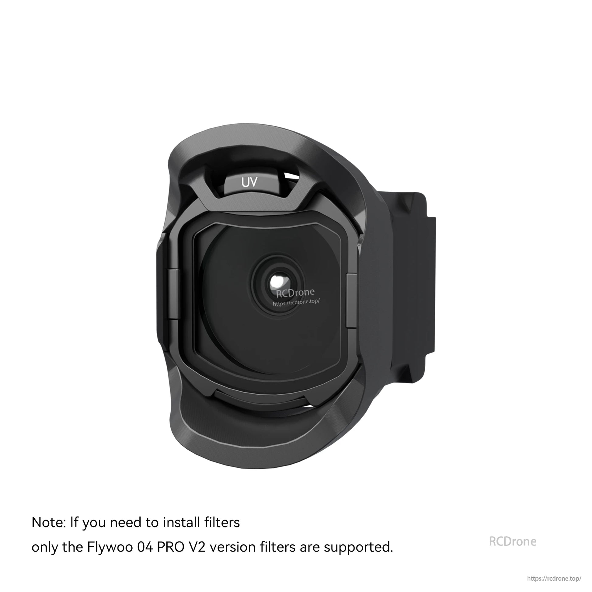 Flywoo O4 Pro TPU camera protector cover fitted over DJI O4 Pro camera with UV filter window